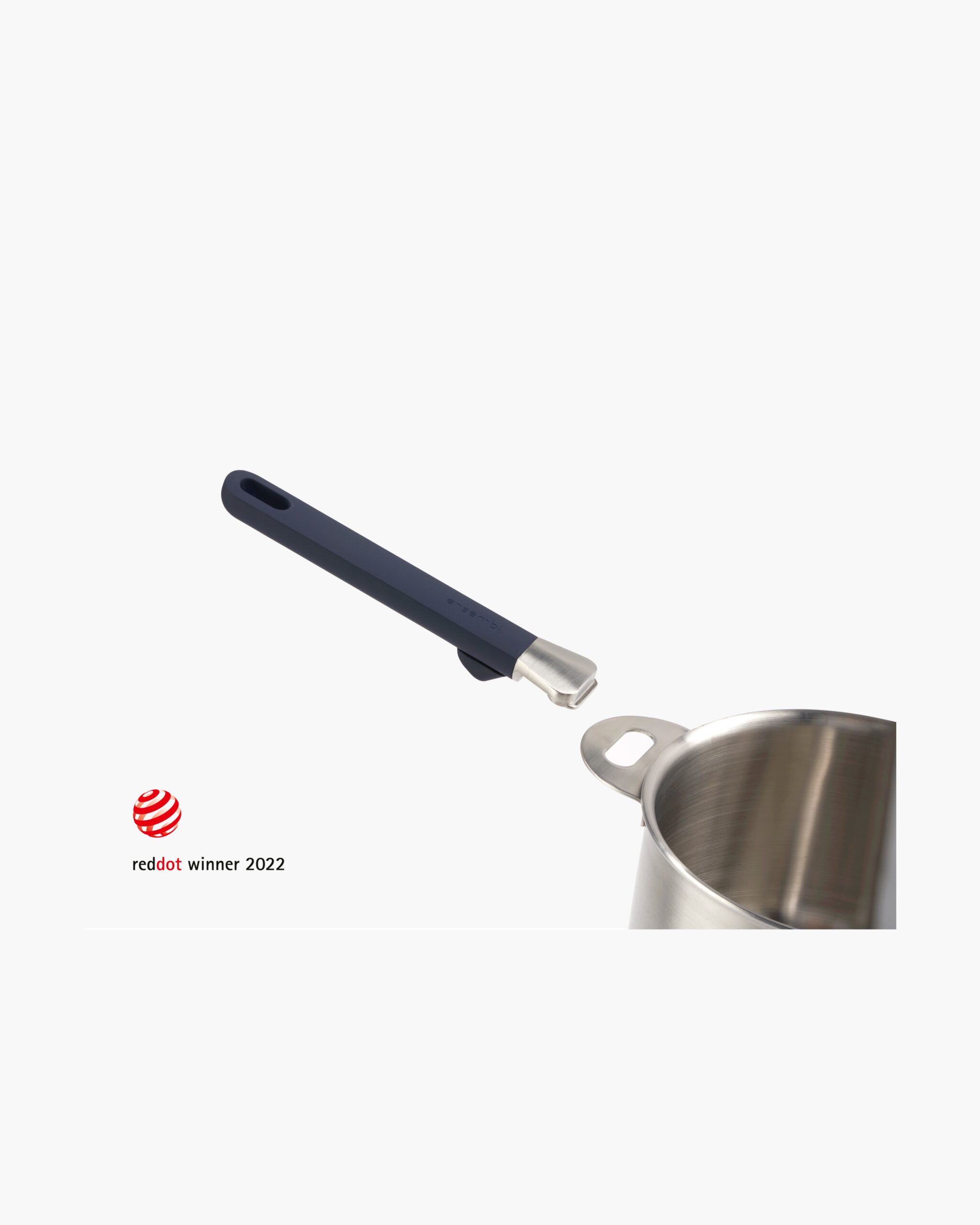 ENSEMBL Stackware Patented Removable Handle Cookware Stainless Steel Red Dot Design Award Winning.
