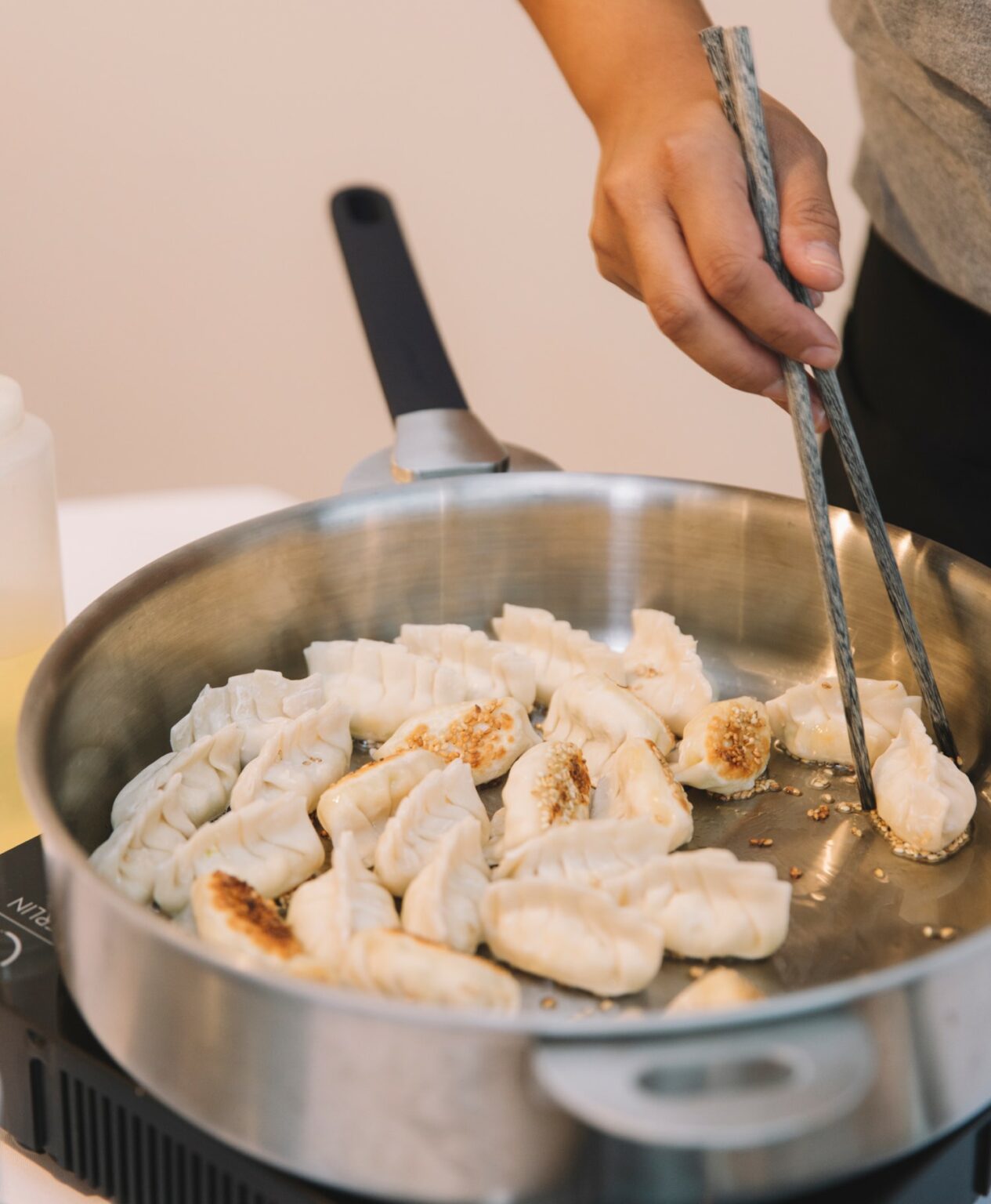 ENSEMBL dumplings cooking in Stackware braise pan
