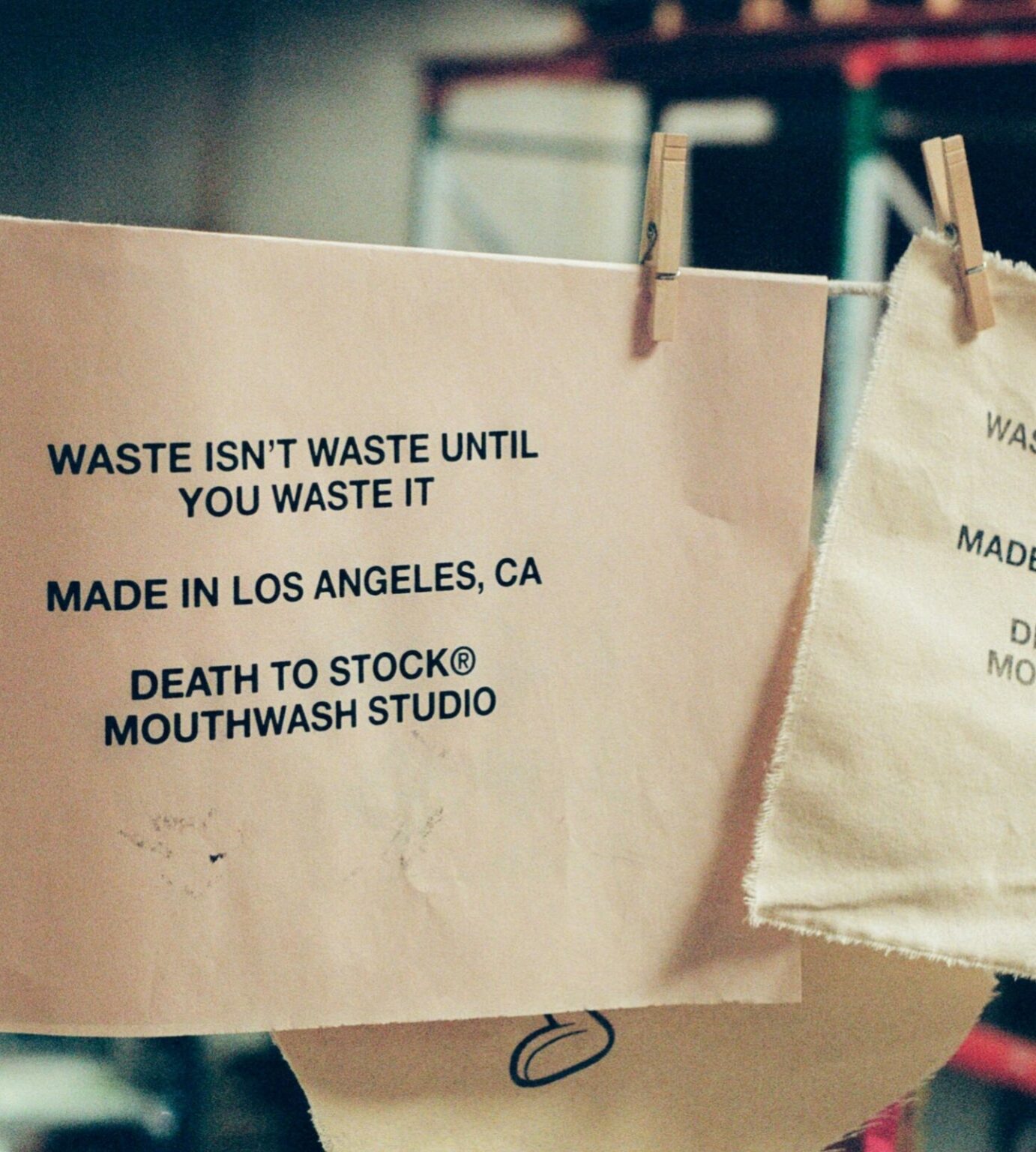 waste is not waste until you waste it flag with clothespins