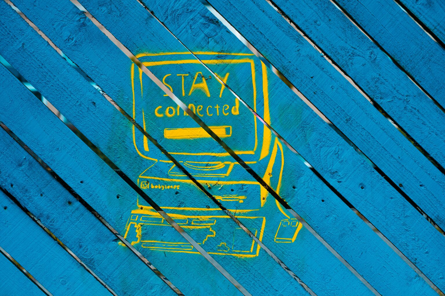 Stay connected painting on wood slats