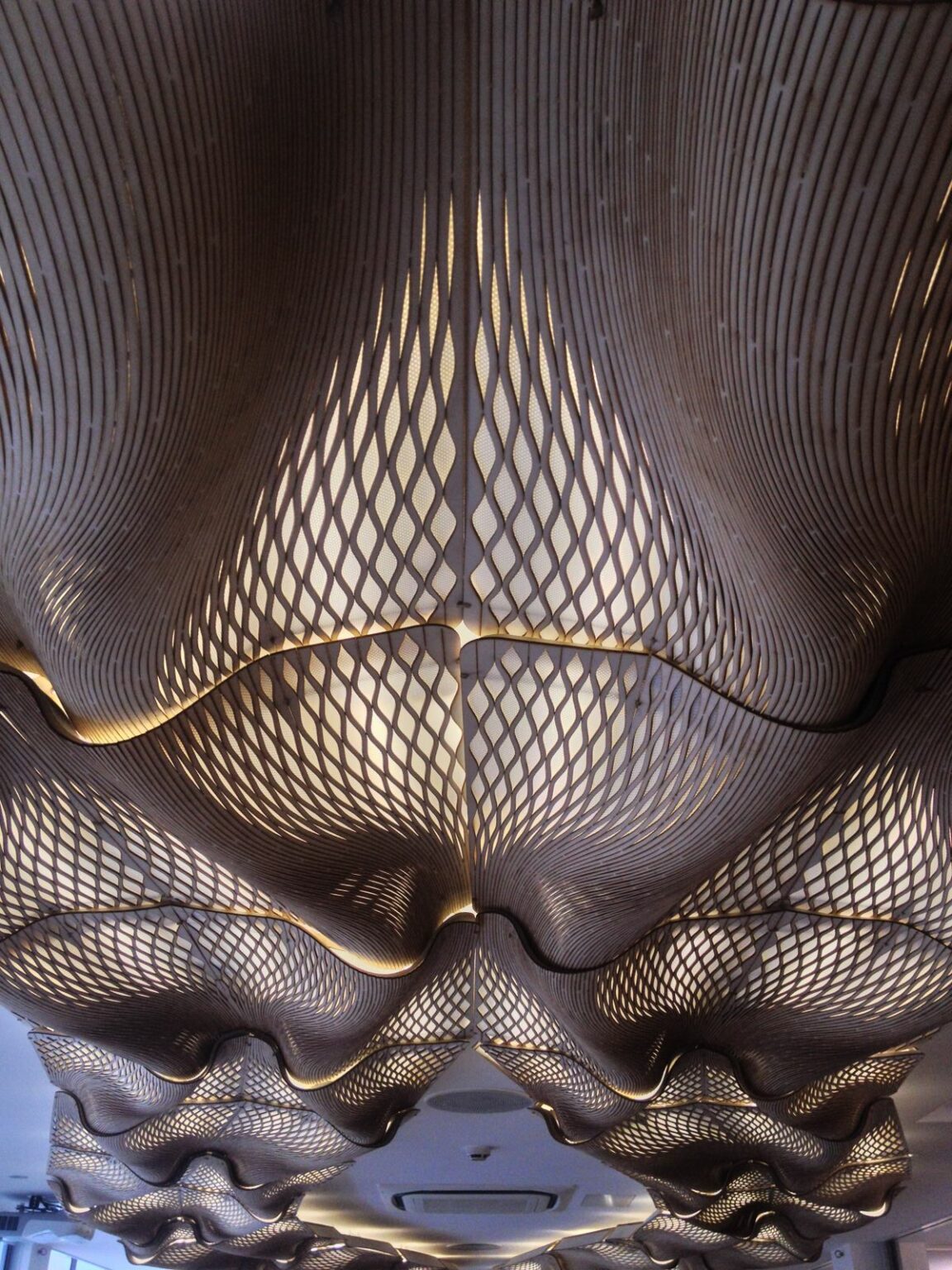 Mamou-Mani's Wooden Waves - a human-AI collaboration - is made of plywood lattice.