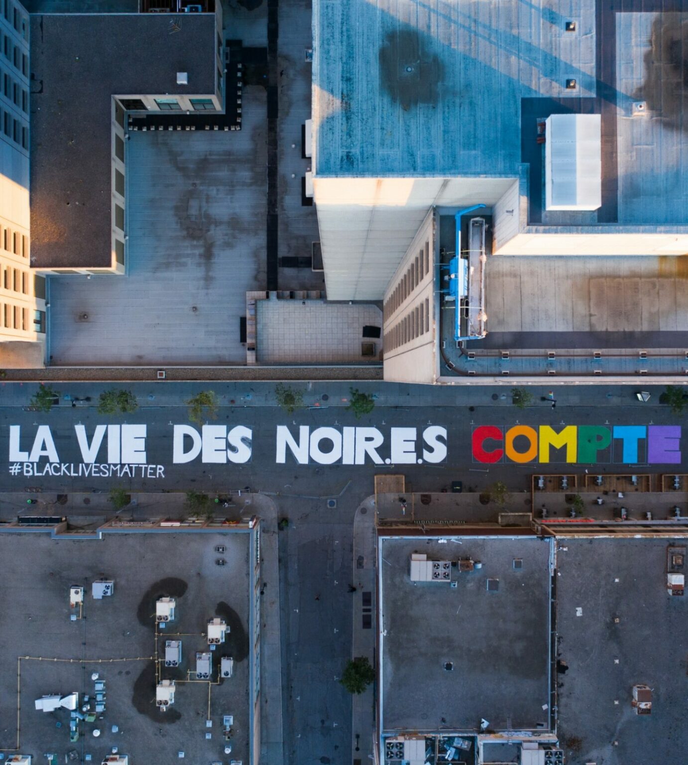 French Black Lives Matter Mural on City Street Montreal
