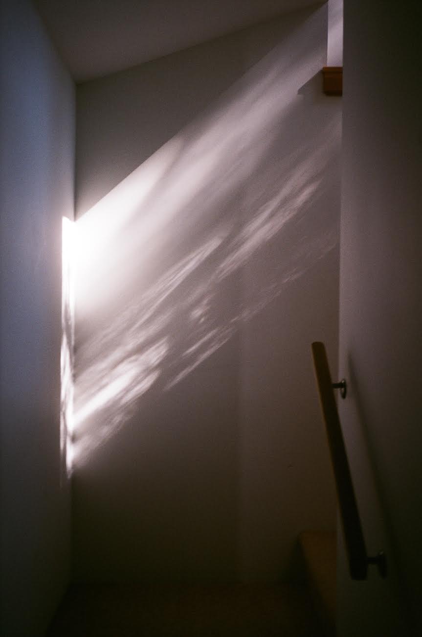 Stairway with bannister and light shadows